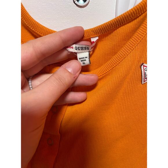 GUESS Women's Sleeveless Classic Ribbed Crop Top Orange Size XL - Picture 5 of 8